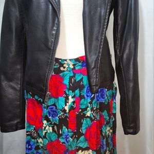 Vintage Chemistry Brand Floral Rayon Midi Length Skirt